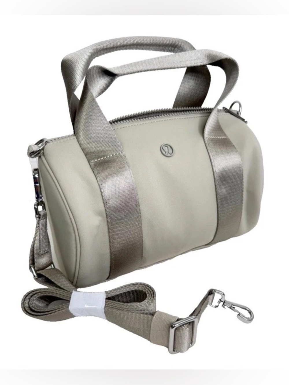 Authentic Lululemon Knit Nylon Mini Barrel Duffle Bag 5L (Concrete/Silver Colour